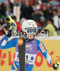 Seventh placed Maria Pietilae-Holmner of Sweden reacts in finish of second run of Women slalom race of Ofterschwang Audi FIS Ski World Cup 2008-09. Slalom race of Women Audi FIS Ski World Cup 2008-09 was held in Ofterschwang, Germany, on Saturday, 7th of March 2009.

