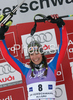 Winner Sandrine Aubert of France celebrates her medal won in Women slalom race of Ofterschwang Audi FIS Ski World Cup 2008-09. Slalom race of Women Audi FIS Ski World Cup 2008-09 was held in Ofterschwang, Germany, on Saturday, 7th of March 2009.
