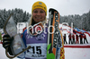 Second placed Frida Hansdotter of Sweden celebrates her medal won in Women slalom race of Ofterschwang Audi FIS Ski World Cup 2008-09. Slalom race of Women Audi FIS Ski World Cup 2008-09 was held in Ofterschwang, Germany, on Saturday, 7th of March 2009.
