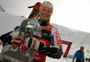 Winner Tanja Poutiainen of Finland celebrates her medal won in first Women GS FIS Alpine ski World Cup 2009-2010 race in Soelden, Austria. First giant slalom race of Women FIS Alpine ski World Cup was held on Rettenbach glacier above Soelden, Austria on 24th of October 2009.
