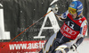 Winner Tanja Poutiainen of Finland reacts in finish of second run of first Women GS FIS Alpine ski World Cup 2009-2010 race in Soelden, Austria. First giant slalom race of Women FIS Alpine ski World Cup was held on Rettenbach glacier above Soelden, Austria on 24th of October 2009.
