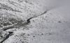 Mountains around Rettenbach glacier during first run of first Women GS FIS Alpine ski World Cup 2009-2010 race in Soelden, Austria. First giant slalom race of Women FIS Alpine ski World Cup was held on Rettenbach glacier above Soelden, Austria on 24th of October 2009.
