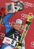  celebrates her medal won in first Women GS FIS Alpine ski World Cup 2009-2010 race in Soelden, Austria. First giant slalom race of Women FIS Alpine ski World Cup was held on Rettenbach glacier above Soelden, Austria on 24th of October 2009.
