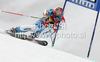Leader after first run Didier Cuche of Switzerland skiing in first run of first Men GS FIS Alpine ski World Cup 2009-2010 race in Soelden, Austria. First giant slalom race of Men FIS Alpine ski World Cup was held on Rettenbach glacier above Soelden, Austria on 25th of October 2009.
