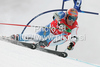 Leader after first run Didier Cuche of Switzerland skiing in first run of first Men GS FIS Alpine ski World Cup 2009-2010 race in Soelden, Austria. First giant slalom race of Men FIS Alpine ski World Cup was held on Rettenbach glacier above Soelden, Austria on 25th of October 2009.

