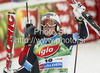 Sixth placed Kjetil Jansrud of Norway reacts in finish of second run of first Men GS FIS Alpine ski World Cup 2009-2010 race in Soelden, Austria. First giant slalom race of Men FIS Alpine ski World Cup was held on Rettenbach glacier above Soelden, Austria on 25th of October 2009.
