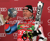Winner Didier Cuche of Switzerland celebrates his medal won in first Women GS FIS Alpine ski World Cup 2009-2010 race in Soelden, Austria. First giant slalom race of Men FIS Alpine ski World Cup was held on Rettenbach glacier above Soelden, Austria on 25th of October 2009.
