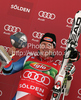 Winner Didier Cuche of Switzerland celebrates his medal won in first Women GS FIS Alpine ski World Cup 2009-2010 race in Soelden, Austria. First giant slalom race of Men FIS Alpine ski World Cup was held on Rettenbach glacier above Soelden, Austria on 25th of October 2009.
