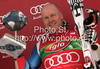 Winner Didier Cuche of Switzerland celebrates his medal won in first Women GS FIS Alpine ski World Cup 2009-2010 race in Soelden, Austria. First giant slalom race of Men FIS Alpine ski World Cup was held on Rettenbach glacier above Soelden, Austria on 25th of October 2009.
