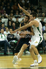 Fernando San Emeterio (no.19) of Caja Laboral (L) and Sani Becirovic (no.7) of Union Olimpija (R) during match of Basketball Euroleague between Union Olimpija, Ljubljana, Slovenia and Caja Laboral, Vitoria, Spain. Match between Union Olimpija and Caja Laboral was played on 5th of November 2009 in Tivoli Arena in Ljubljana, Slovenia.
