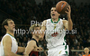 Sani Becirovic (no.7) of Union Olimpija during match of Basketball Euroleague between Union Olimpija, Ljubljana, Slovenia and Caja Laboral, Vitoria, Spain. Match between Union Olimpija and Caja Laboral was played on 5th of November 2009 in Tivoli Arena in Ljubljana, Slovenia.
