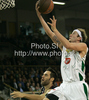 Matt Walsh (no.44) of Union Olimpija scoring during match of Basketball Euroleague between Union Olimpija, Ljubljana, Slovenia and Caja Laboral, Vitoria, Spain. Match between Union Olimpija and Caja Laboral was played on 5th of November 2009 in Tivoli Arena in Ljubljana, Slovenia.
