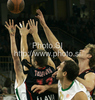Players fighting for ball during match of Basketball Euroleague between Union Olimpija, Ljubljana, Slovenia and Caja Laboral, Vitoria, Spain. Match between Union Olimpija and Caja Laboral was played on 5th of November 2009 in Tivoli Arena in Ljubljana, Slovenia.

