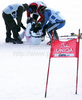 Lindsey Vonn of USA injured after falling in first run of women giant slalom World Cup race in Lienz, Austra. Giant slalom race of Women Audi FIS Alpine skiing World Cup 2009-10 was held in Lienz, Slovenia, on 28th of December 2009.
