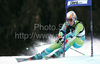 Katja Jazbec of Slovenia skiing in first run of women giant slalom World Cup race in Lienz, Austra. Giant slalom race of Women Audi FIS Alpine skiing World Cup 2009-10 was held in Lienz, Slovenia, on 28th of December 2009.
