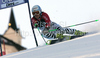 Leader after first run, Kathrin Hoelzl of Germany skiing in first run of women giant slalom World Cup race in Lienz, Austra. Giant slalom race of Women Audi FIS Alpine skiing World Cup 2009-10 was held in Lienz, Slovenia, on 28th of December 2009.
