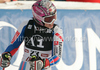 Marion Bertrand of France reacts in finish of second run of women giant slalom World Cup race in Lienz, Austra. Giant slalom race of Women Audi FIS Alpine skiing World Cup 2009-10 was held in Lienz, Slovenia, on 28th of December 2009.
