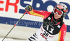 Lena Duerr of Germany reacts in finish of second run of women giant slalom World Cup race in Lienz, Austra. Giant slalom race of Women Audi FIS Alpine skiing World Cup 2009-10 was held in Lienz, Slovenia, on 28th of December 2009.
