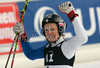Second placed Manuela Moelgg of Italy reacts in finish of second run of women giant slalom World Cup race in Lienz, Austra. Giant slalom race of Women Audi FIS Alpine skiing World Cup 2009-10 was held in Lienz, Slovenia, on 28th of December 2009.
