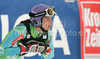 Tina Maze of Slovenia reacts in finish of second run of women giant slalom World Cup race in Lienz, Austra. Giant slalom race of Women Audi FIS Alpine skiing World Cup 2009-10 was held in Lienz, Slovenia, on 28th of December 2009.
