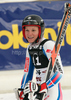 Third placed Taina Barioz of France reacts in finish of second run of women giant slalom World Cup race in Lienz, Austra. Giant slalom race of Women Audi FIS Alpine skiing World Cup 2009-10 was held in Lienz, Slovenia, on 28th of December 2009.

