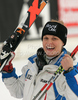 Second placed Manuela Moelgg of Italy reacts in finish of second run of women giant slalom World Cup race in Lienz, Austra. Giant slalom race of Women Audi FIS Alpine skiing World Cup 2009-10 was held in Lienz, Slovenia, on 28th of December 2009.
