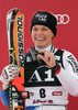 Second placed Manuela Moelgg of Italy celebrates her medal won in women giant slalom World Cup race in Lienz, Austra. Giant slalom race of Women Audi FIS Alpine skiing World Cup 2009-10 was held in Lienz, Slovenia, on 28th of December 2009.

