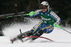 Anja Paerson of Sweden skiing in first run of women slalom World Cup race in Lienz, Austra. Slalom race of Women Audi FIS Alpine skiing World Cup 2009-10 was held in Lienz, Austria, on 29th of December 2009.
