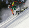 Anja Blieninger of Germany skiing in first run of women slalom World Cup race in Lienz, Austra. Slalom race of Women Audi FIS Alpine skiing World Cup 2009-10 was held in Lienz, Austria, on 29th of December 2009.
