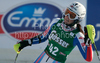 Nastasia Noens of France reacts in finish of second run of women slalom World Cup race in Lienz, Austra. Slalom race of Women Audi FIS Alpine skiing World Cup 2009-10 was held in Lienz, Austria, on 29th of December 2009.
