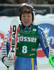 Anja Paerson of Sweden reacts in finish of second run of women slalom World Cup race in Lienz, Austra. Slalom race of Women Audi FIS Alpine skiing World Cup 2009-10 was held in Lienz, Austria, on 29th of December 2009.
