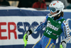 Maria Pietilae-Holmner of Sweden reacts in finish of second run of women slalom World Cup race in Lienz, Austra. Slalom race of Women Audi FIS Alpine skiing World Cup 2009-10 was held in Lienz, Austria, on 29th of December 2009.
