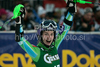Fourth placed Tina Maze of Slovenia reacts in finish of second run of women slalom World Cup race in Lienz, Austra. Slalom race of Women Audi FIS Alpine skiing World Cup 2009-10 was held in Lienz, Austria, on 29th of December 2009.
