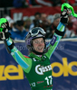 Fourth placed Tina Maze of Slovenia reacts in finish of second run of women slalom World Cup race in Lienz, Austra. Slalom race of Women Audi FIS Alpine skiing World Cup 2009-10 was held in Lienz, Austria, on 29th of December 2009.
