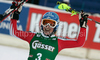 Winner Marlies Schild of Austria reacts in finish of second run of women slalom World Cup race in Lienz, Austra. Slalom race of Women Audi FIS Alpine skiing World Cup 2009-10 was held in Lienz, Austria, on 29th of December 2009.
