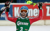 Winner Marlies Schild of Austria reacts in finish of second run of women slalom World Cup race in Lienz, Austra. Slalom race of Women Audi FIS Alpine skiing World Cup 2009-10 was held in Lienz, Austria, on 29th of December 2009.
