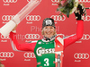 Winner Marlies Schild of Austria celebrates her medal won in women slalom World Cup race in Lienz, Austra. Slalom race of Women Audi FIS Alpine skiing World Cup 2009-10 was held in Lienz, Austria, on 29th of December 2009.
