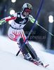 First after first run, Kathrin Zettel of Austria skiing in first run of women Snow queen trophy slalom World Cup race in Zagreb, Croatia. Slalom race of Women Audi FIS Alpine skiing World Cup 2009-10 was held in on Sljeme above Zagreb, Croatia, on 3rd of January 2010.
