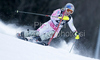 Lindsey Vonn of USA skiing in first run of women Snow queen trophy slalom World Cup race in Zagreb, Croatia. Slalom race of Women Audi FIS Alpine skiing World Cup 2009-10 was held in on Sljeme above Zagreb, Croatia, on 3rd of January 2010.
