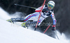 Fourth placed after first run, Sandrine Aubert of France skiing in first run of women Snow queen trophy slalom World Cup race in Zagreb, Croatia. Slalom race of Women Audi FIS Alpine skiing World Cup 2009-10 was held in on Sljeme above Zagreb, Croatia, on 3rd of January 2010.
