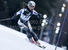 Sanni Leinonen of Finland skiing in first run of women Snow queen trophy slalom World Cup race in Zagreb, Croatia. Slalom race of Women Audi FIS Alpine skiing World Cup 2009-10 was held in on Sljeme above Zagreb, Croatia, on 3rd of January 2010.
