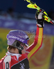 Fourth placed Maria Riesch of Germany reacts in finish of second run of women Snow queen trophy slalom World Cup race in Zagreb, Croatia. Slalom race of Women Audi FIS Alpine skiing World Cup 2009-10 was held in on Sljeme above Zagreb, Croatia, on 3rd of January 2010.
