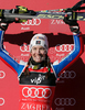 Winner Sandrine Aubert of France celebrates her medal won in women Snow queen trophy slalom World Cup race in Zagreb, Croatia. Slalom race of Women Audi FIS Alpine skiing World Cup 2009-10 was held in on Sljeme above Zagreb, Croatia, on 3rd of January 2010.
