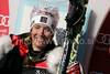 Winner Sandrine Aubert of France celebrates her medal won in women Snow queen trophy slalom World Cup race in Zagreb, Croatia. Slalom race of Women Audi FIS Alpine skiing World Cup 2009-10 was held in on Sljeme above Zagreb, Croatia, on 3rd of January 2010.
