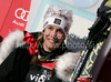 Winner Sandrine Aubert of France celebrates her medal won in women Snow queen trophy slalom World Cup race in Zagreb, Croatia. Slalom race of Women Audi FIS Alpine skiing World Cup 2009-10 was held in on Sljeme above Zagreb, Croatia, on 3rd of January 2010.
