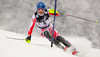 Eight after first run Benjamin Raich of Austria skiing in first run of men Snow queen trophy slalom World Cup race in Zagreb, Croatia. Slalom race of Men Audi FIS Alpine skiing World Cup 2009-10 was held on Sljeme above Zagreb, Croatia, on 6th of January 2010.
