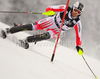 Fourth after first run Mario Matt of Austria skiing in first run of men Snow queen trophy slalom World Cup race in Zagreb, Croatia. Slalom race of Men Audi FIS Alpine skiing World Cup 2009-10 was held on Sljeme above Zagreb, Croatia, on 6th of January 2010.
