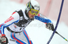 Sixth after first run Steve Missillier of France skiing in first run of men Snow queen trophy slalom World Cup race in Zagreb, Croatia. Slalom race of Men Audi FIS Alpine skiing World Cup 2009-10 was held on Sljeme above Zagreb, Croatia, on 6th of January 2010.
