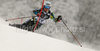 Lars Elton Myhre of Norway skiing in first run of men Snow queen trophy slalom World Cup race in Zagreb, Croatia. Slalom race of Men Audi FIS Alpine skiing World Cup 2009-10 was held on Sljeme above Zagreb, Croatia, on 6th of January 2010.
