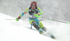 Seventh after first run Mitja Valencic of Slovenia skiing in first run of men Snow queen trophy slalom World Cup race in Zagreb, Croatia. Slalom race of Men Audi FIS Alpine skiing World Cup 2009-10 was held on Sljeme above Zagreb, Croatia, on 6th of January 2010.
